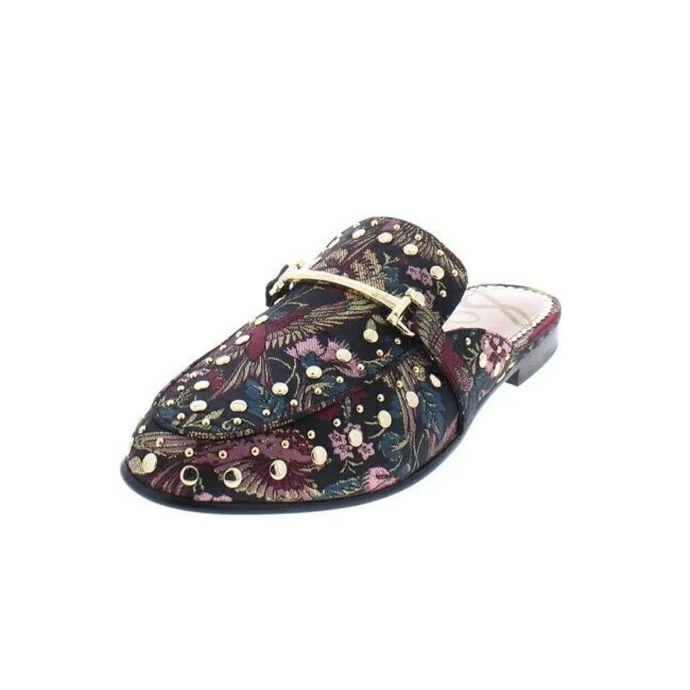 Sam Edelman Floral Embellished Slip-On Mule in Burgundy